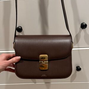 A.P.C. Dark Brown Crossbody Bag with Gold Clasp